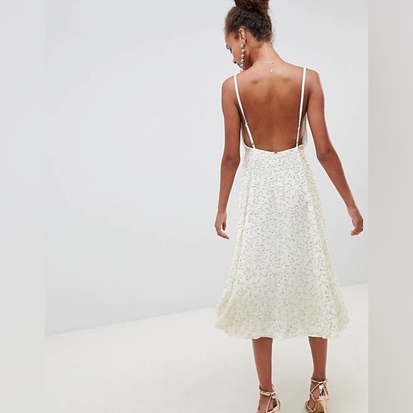 ASOS DESIGN delicate sequin midi plunge dress with fu skirt - Picture 3 of 3